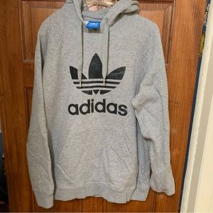 Adidas Gray Black Logo Sweatshirt Hoodie